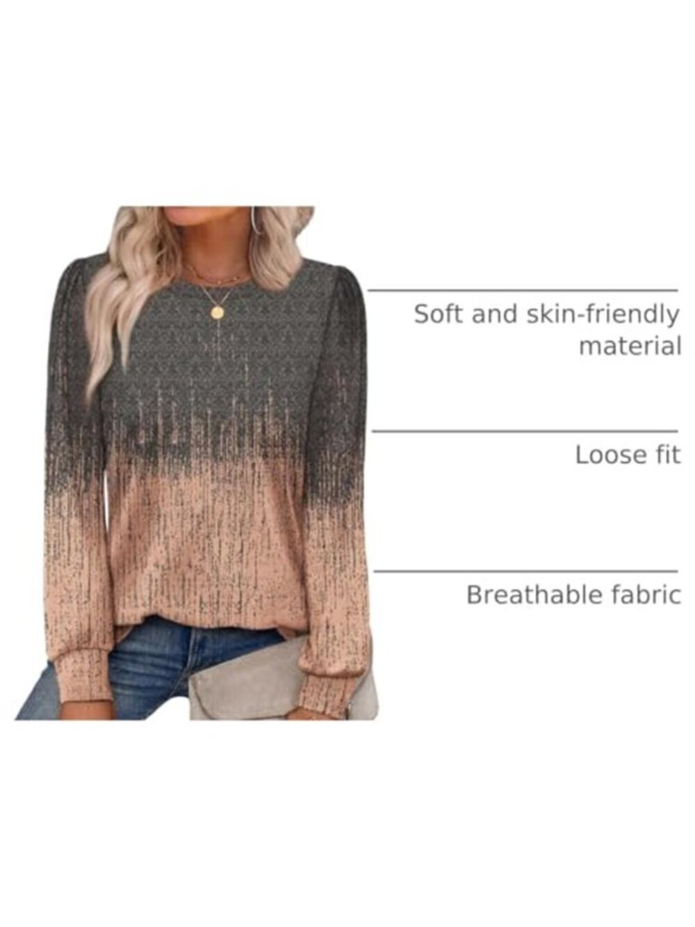 Alaroo Womens Long Sleeve Shirts 2026 Fall Tunic Tops Crewneck Blouses Print - Picture 4 of 7